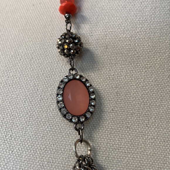 Beautiful orange faceted bead and rhinestone necklace - Picture 4 of 5